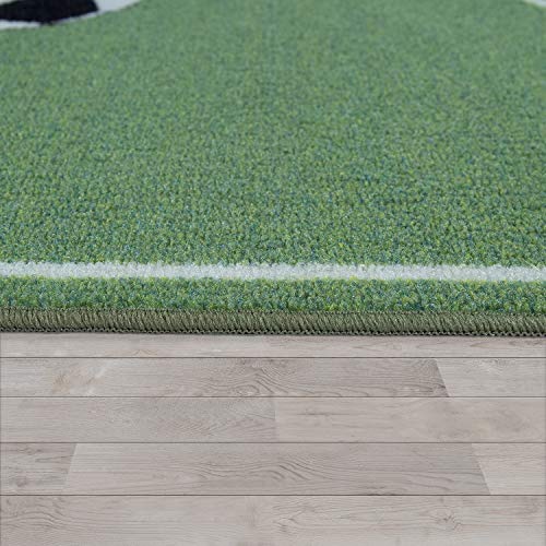 Alfombra Infantil Juego para Dormitorio Niños Diseño Campo De Fútbol En Verde, tamaño:80x150 cm