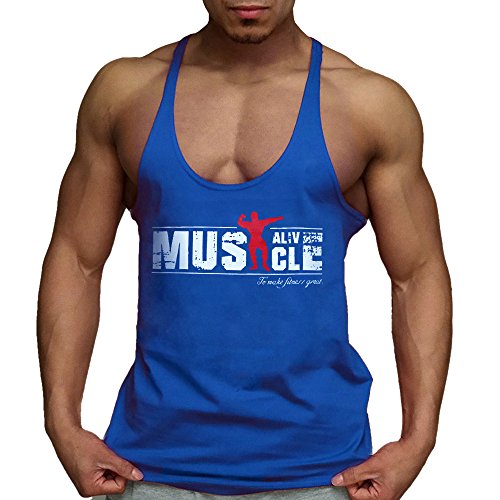 Alivebody Camisetas De Tirantes Deportivo Gimnasio Fitness Running Tops Camisetas T-Shirts Azul M