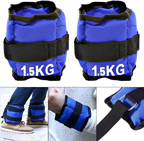 ALLPERCOM Pack de 2 Pesas de 1,5 KGs (0,75 kgs Cada UNA). para Tobillos y/o muñecas, TAMAÑO: 30 x 10 cm. para Correr, Gimnasio, Footing. Correas Ajustables, Transpirable. Máxima Comodidad.