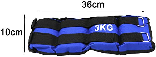 ALLPERCOM Pack de 2 Pesas de 3 KGs (1,5 kgs Cada UNA). para Tobillos y/o muñecas, TAMAÑO: 36 x 10. para Correr, Gimnasio, Footing. Correas Ajustables, Transpirable. Máxima Comodidad.