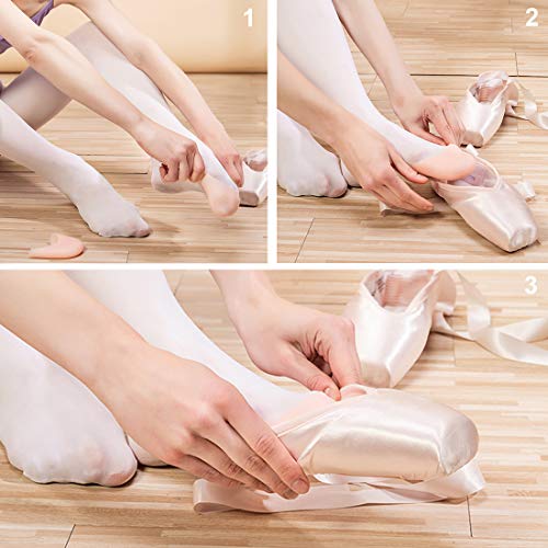 Almohadillas de Gel de Silicona para Dedos de los pies, con Agujero Transpirable, Ballet Pointe Zapatillas de Baile Zapatillas Tacones Altos Toe Cap Protector, 2 Pares (Color de Piel)