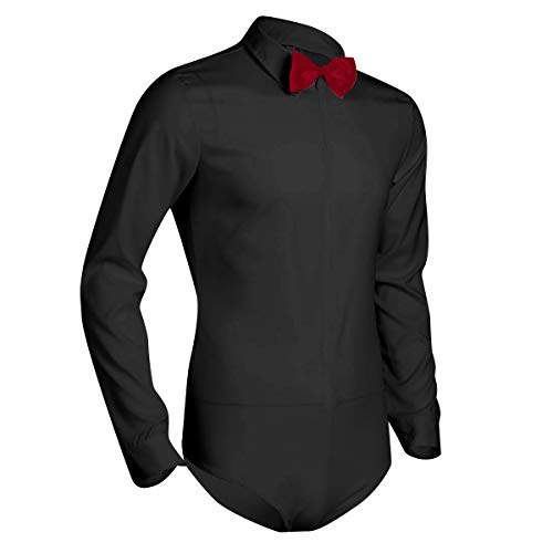 Alvivi Hombres Bodies Actuación Bailando Ropa Escénica Disfraces Jazz Trajes Mangas Largas Camisa Latín Baile M-XXXL Negro Medium