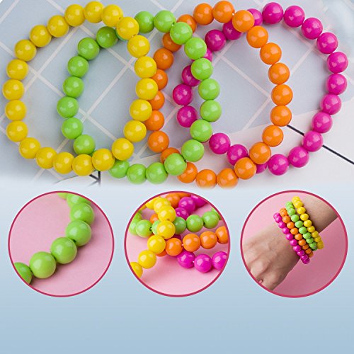 Amaza Disfraz Años 80 Mujer Accesorios Guantes Calentadores Collares Pendientes Pulseras (Multicolor)