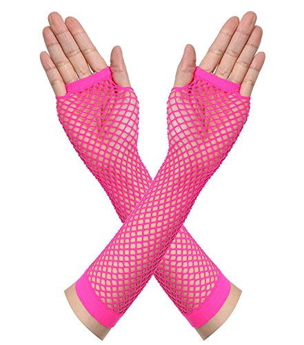 Amaza Disfraz Años 80 Mujer Accesorios Guantes Calentadores Collares Pendientes Pulseras (Multicolor)