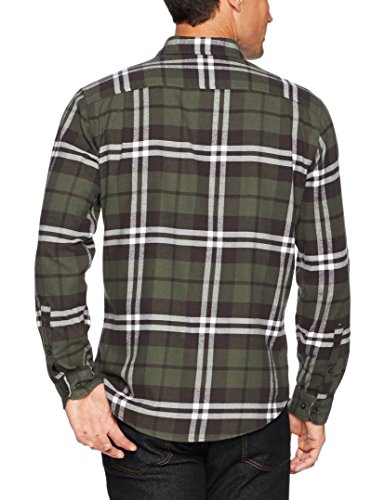 Amazon Essentials - Camisa de franela a cuadros de manga larga y ajuste regular para hombre, Verde (Olive Plaid), US S (EU S)