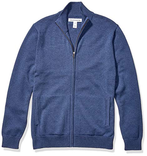 Amazon Essentials Cotton Full-Zip Sweater Sweaters, Azul Brezo, US (EU XL-XXL)