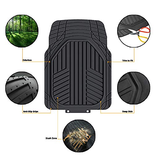 AmazonBasics - Alfombrilla de goma ultrarresistente para coches, todocaminos y camiones hecha para todas las estaciones, negra (3 unidades)