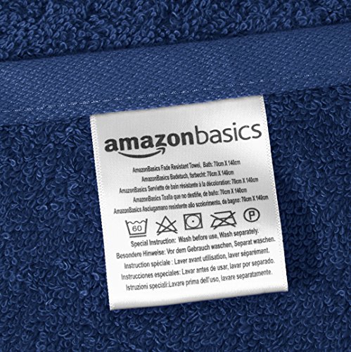 AmazonBasics - Juego de toallas (2 toallas de baño y 2 toallas de manos), 100% algodón 500 g / m², Azul (Royal Blue)