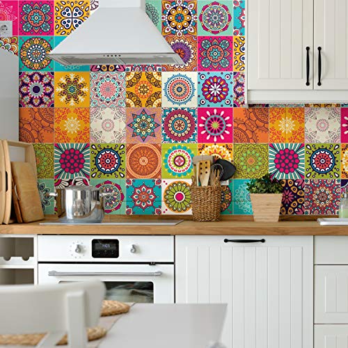 Ambiance-Live col-RV-0302_15x15cm Pegatinas de Pared, Vinilo, Multicolores