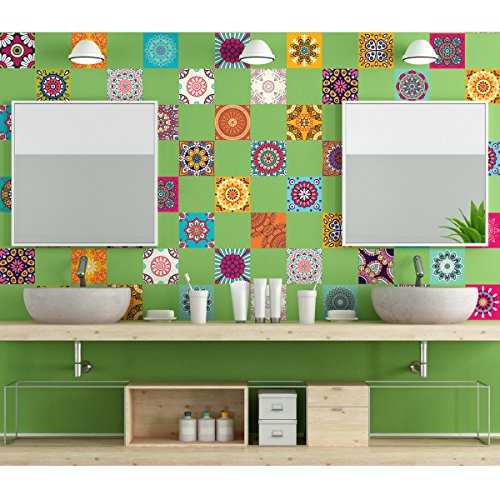 Ambiance-Live col-RV-0302_15x15cm Pegatinas de Pared, Vinilo, Multicolores