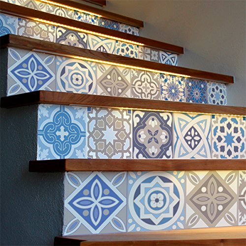 Ambiance-Live col-stairs-ROS-A920_15x105cm_6bandes Stickers Adhesivos Escalera carrelages, Vinilo, Multicolor, 6 bandes de 15x105 cm, 6 Unidades