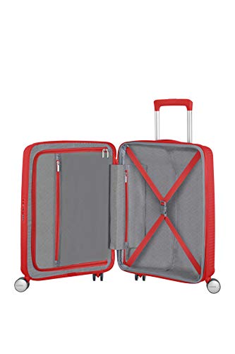 American Tourister Soundbox - Spinner Small Expandable Equipaje de Mano, 55 cm, 41 Liters, Rojo (Coral Red)