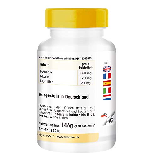 Amino Acids Complex Tri Amino Mix – Complejo de aminoácidos – L-Arginina + Lisina + Ornitina – Altamente dosificado – 100 comprimidos