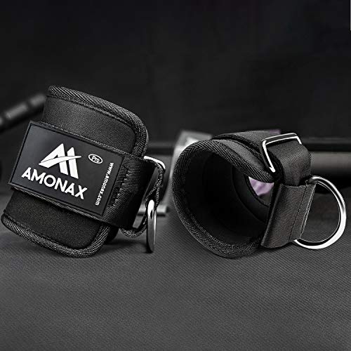 Amonax tobillera para polea (acolchado) para piernas y tobillos, 2 piezas correas tobillos gym cable maquinas, gimnasio, fitness - mujeres y hombres