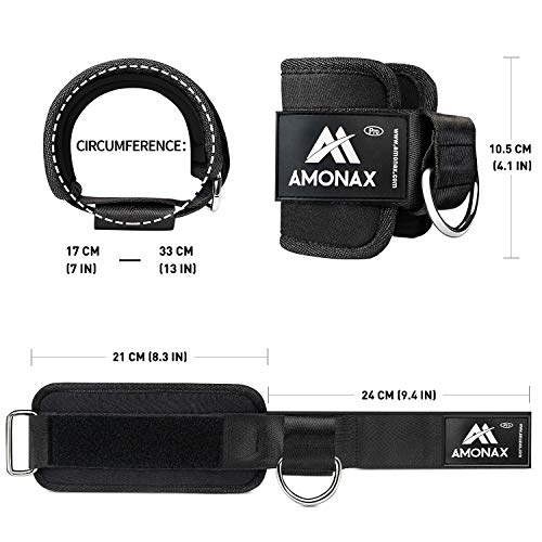 Amonax tobillera para polea (acolchado) para piernas y tobillos, 2 piezas correas tobillos gym cable maquinas, gimnasio, fitness - mujeres y hombres