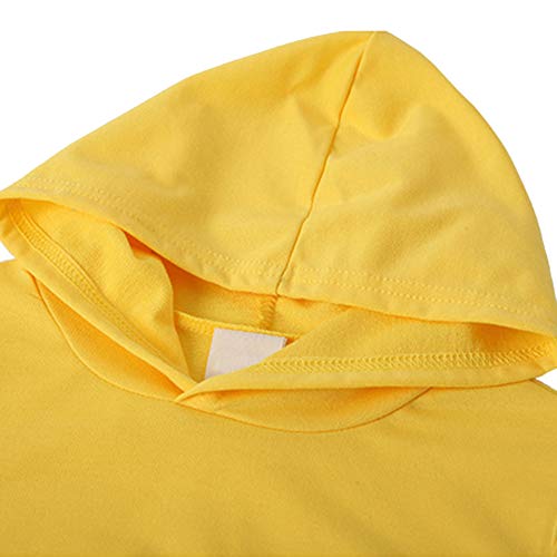 amropi Chándal Niños 2 Piezas Set Sudadera con Capucha y Pantalones Deportivo Jogging Adolescentes Conjunto Ropa (Amarillo,9-10 años)