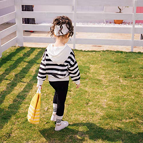 amropi Niña Raya Deportivos Conjunto de Ropa Chaqueta Sudadera Tops y Trotar Pantalones 2 Piezas Trajes por 4-15 años(Blanco Negro,10-13 años)