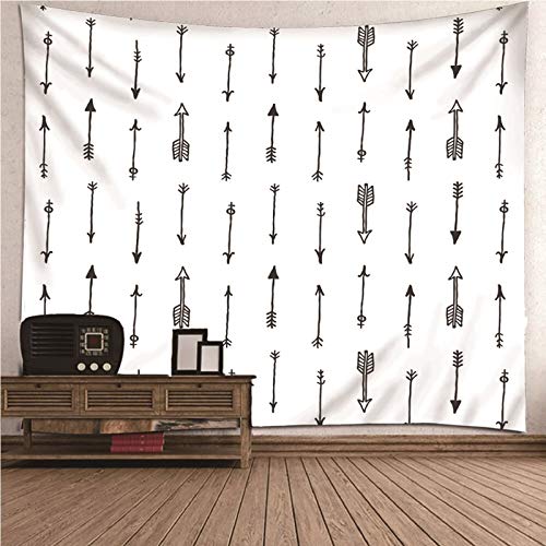 ANAZOZ Tapices Tela Poliéster Tapiz Indio Patrón de Flechas Negro Blanco Tapiz 300x260CM