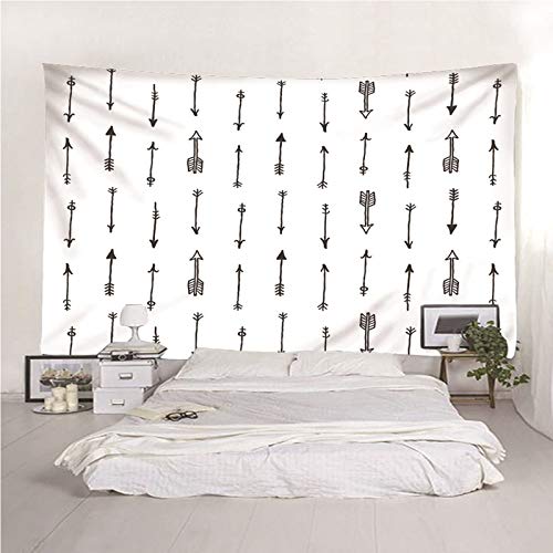 ANAZOZ Tapices Tela Poliéster Tapiz Indio Patrón de Flechas Negro Blanco Tapiz 300x260CM