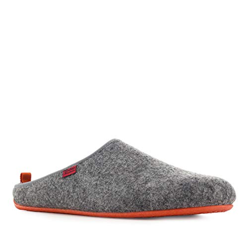 Andres Machado - Zapatillas de Estar por casa para Hombre y Mujer de Invierno - Dynamic- Slippers - para Unisex Adulto - Suela de Goma Vulcanizada Resistente y Antideslizante - Gris y Naranja, EU 43