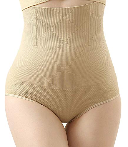 ANGOOL Cintura Alta Braguitas Moldeadora Fajas Reductoras Efecto Vientre Plano para Body Shaper para Mujer (Beige, M)