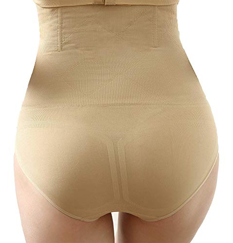 ANGOOL Cintura Alta Braguitas Moldeadora Fajas Reductoras Efecto Vientre Plano para Body Shaper para Mujer (Beige, M)