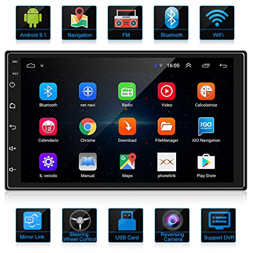 ANKEWAY Android 9.1 Radio de Coche 2 DIN Car Stereo 7 Pulgadas 1080P HD Pantalla Táctil+Llamadas Manos Libres Bluetooth+WiFi+Navegación GPS+Cámara de Visión Trasera+USB Doble+Reproductor de Internet