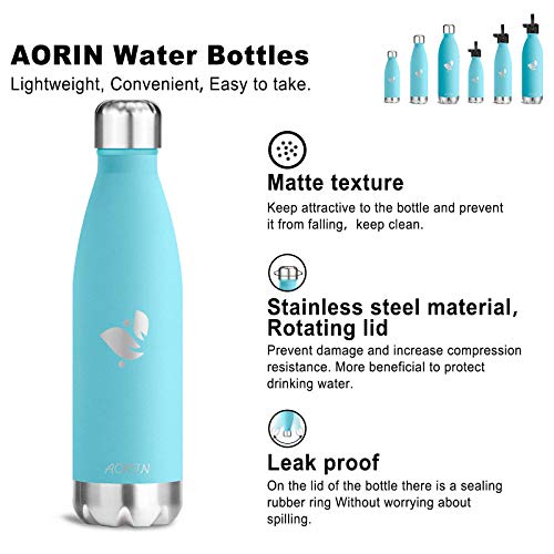 AORIN de Doble Pared con Aislamiento de Botella de Agua de Acero Inoxidable. Proceso de Recubrimiento en Polvo, no es fácil de desprenderse, Resistencia al Rayado, fácil de Limpiar.