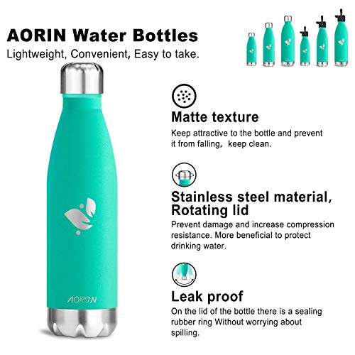 AORIN de Doble Pared con Aislamiento de Botella de Agua de Acero Inoxidable. Proceso de Recubrimiento en Polvo, no es fácil de desprenderse, Resistencia al Rayado, fácil de Limpiar.