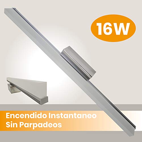 Aplique Led Cromado para Baños 60cm 16w. Color Blanco Frio (6500K). 1600 Lumenes. Aplique para Espejo.