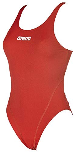 ARENA W High Bañador Deportivo Mujer Solid Swim Tech Alto, Red-White, 36