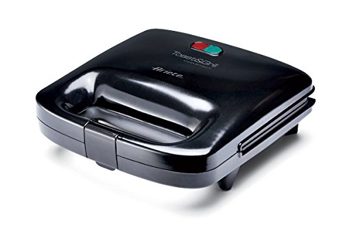 Ariete Toast & Grill Compact 1982 Sandwichera y plancha en uno, 2 indicadores luminosos, placas antiadherentes, posición vertical, compacto, 750 W, color negro