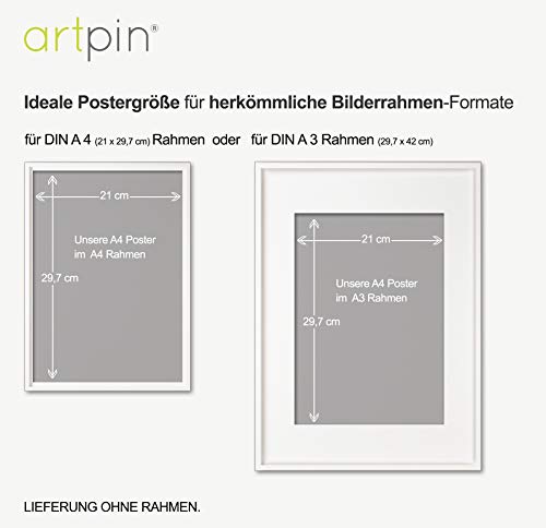 artpin Juego de 4 imágenes para habitación de niños, Menta verde decoración para niños y niñas, DIN A4, póster, diseño de animales de la jungla p63