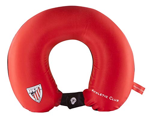 Athletic Club de Bilbao Cojín Cervical de Viaje - Producto Oficial del Equipo, Relleno con Espuma de Memoria, Acabado de Algodón, y Cierre con Botón para Asegurar su Posición