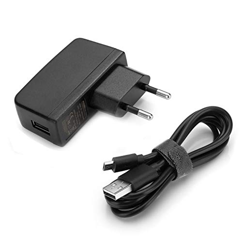 Aukru 2-en-1 Cargador de Adaptador 5V/2000mA + Micro USB Cable para Cargar Samsung, Xiaomi, HTC, Motorola, Nokia, Reproductores MP3, GPS y Otros(Negro)