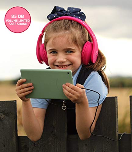 Auriculares para niños, PowerLocus Auriculares Bluetooth para niños, con 85DB Volumen Limitado, Auriculares Plegable con micrófono, Micro SD Slot, Auriculares Inalámbricos y con Cable, con Estuche