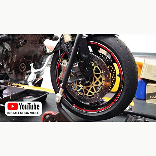 Autodomy Pegatinas Llantas Moto Juego Completo para 2 Llantas de 15" a 19" Pulgadas Diseño Sport (Plata)