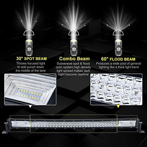 AUXTINGS 42 pulgadas 540W Curvo triple fila 7D LED barra de luz de trabajo Spot Flood Combo Beam DC 12V-24V 6000K vehículos todoterreno 4x4 Atvs Utvs