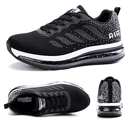 Axcone Zapatillas Hombres Mujer Deporte Running Zapatos para Correr Gimnasio Sneakers Deportivas Padel Transpirables Casual 833 BK 38EU