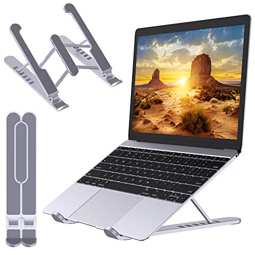 Babacom Soporte Portatil Mesa, Plegable Ventilado Soporte Ordenador Portátil, 6 Ángulos Ajustable Elevador Portatil Laptop Stand Compatible con MacBook Lenovo HP PC 10-15.6”, ABS+Aluminio+Silicona