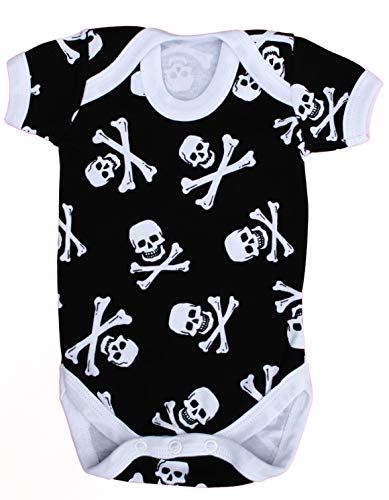 Baby Moo'S UK - Chaleco de bebé para niños o niñas, diseño de calavera y huesos cruzados/body pirata, ideal para baby shower, alternativa, gótica o regalo para recién nacidos (6-12 meses)