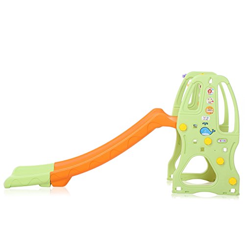 Baby Vivo Tobogán Parque para Infantil Niños Recto Diapositiva Interior y Aire Libre Juguetes Jardín en Naranja/Verde