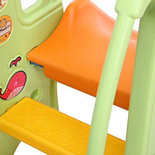 Baby Vivo Tobogán Parque para Infantil Niños Recto Diapositiva Interior y Aire Libre Juguetes Jardín en Naranja/Verde