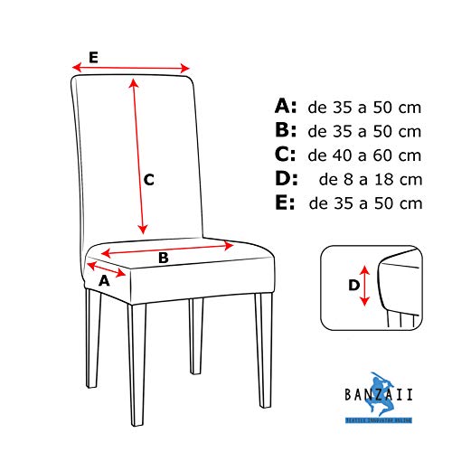 Banzaii – Funda de Silla con Respaldo Redondo – Cubiertas para Sillas Antimanchas – 4 Piezas Ladrillo