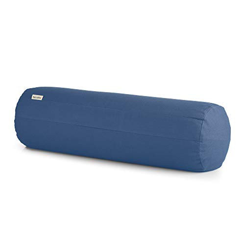 basaho Bolster Yoga | Algodón Orgánico (Certificación Gots) | Cáscara de Trigo Sarraceno | Funda Extraíble Lavable (Azul Empolvado)