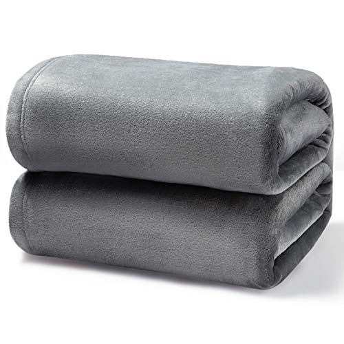 Bedsure Mantas para Sofás de Franela 150x200 cm - Manta para Cama 90 Reversible de 100% Microfibre Extra Suave - Manta Gris Transpirable