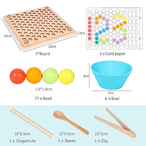 Beetest ES Juguetes de Madera NiñOs, Motricidad Fina, Tablero Montessori, Montessori 3 Años, Juguete Educativo Montessori, EducacióN Temprana Palillos Cuentas Rompecabezas Manos Cerebro Entrenamiento