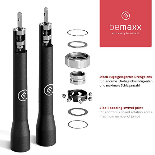 BeMaxx Comba Speed Rope II Fitness + guía de Entrenamiento & Cable Extra | Cuerda de Saltar rápida: Ultraligero y de fácil Ajuste + rodamiento de Bolas | Crossfit, Deporte Profesional, Boxeo, MMA