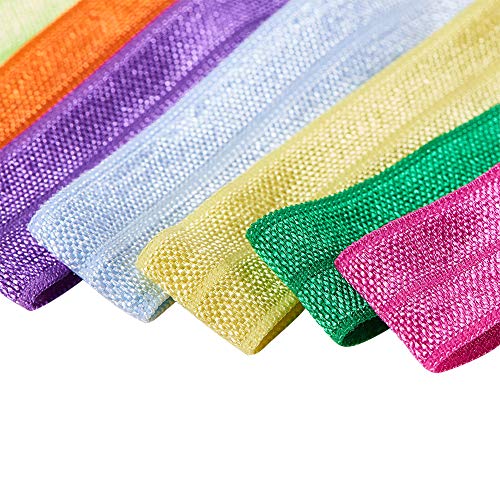 BENECREAT 34 PCS 15mm Banda Elástica de 34 Colores Cinta Plegable Elástica Brillante Cuerda Elástica de Nylón Banda Elástica de Alta Elasticidad para Costura y Manualidad