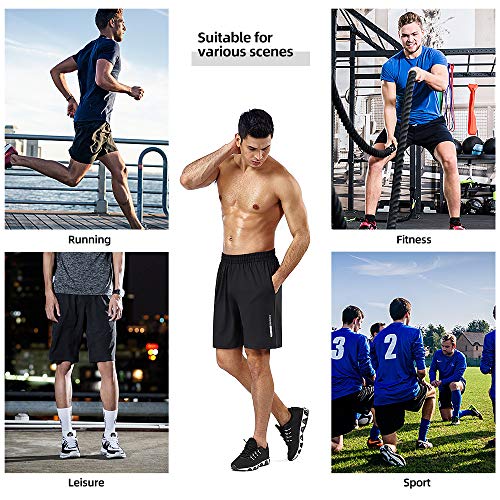 BENNALD Short Deportivo Hombre, Pantalones Cortos Deporte Hombre Pantalón Corto Deportivo Secado Rápido Shorts Core Pants de Tenis Running Fitness Gimnasio Gym Atletismo Verano Negro